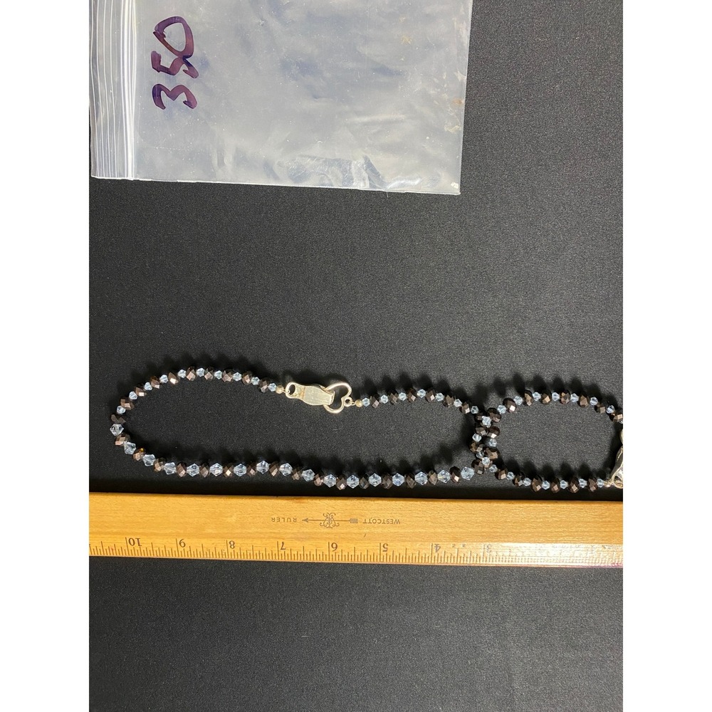 Womens Beaded Necklace‎ Silver Tone Clasp Blue Gray Beads 350